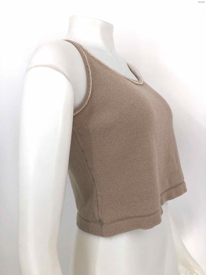 ST. JOHN Khaki Beige Knit Crop Top Size Petite (S) Top