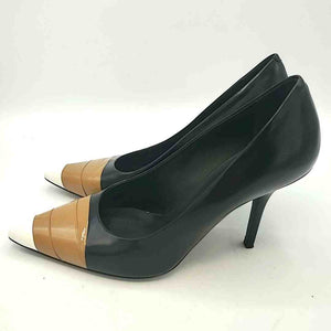 BURBERRY Tan Black Heels Shoe Size 38.5 US: 8 Leather Shoes