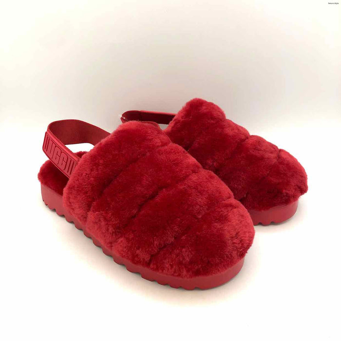 UGG Red Furry Platform Mule Shoe Size 7 Shoes