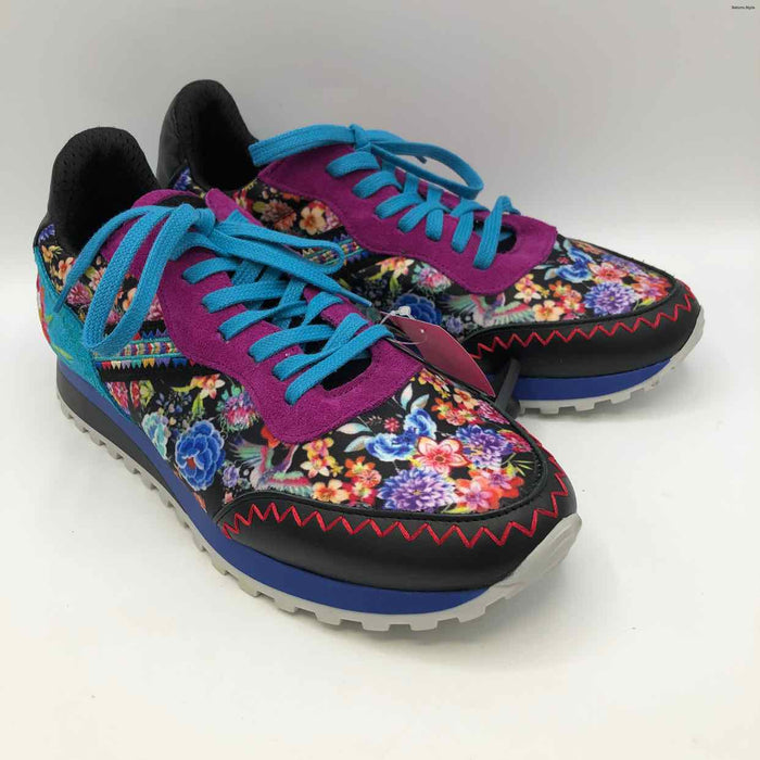 JOHNNY WAS Black Multi Floral Shoe Size 41 US: 10 Shoes