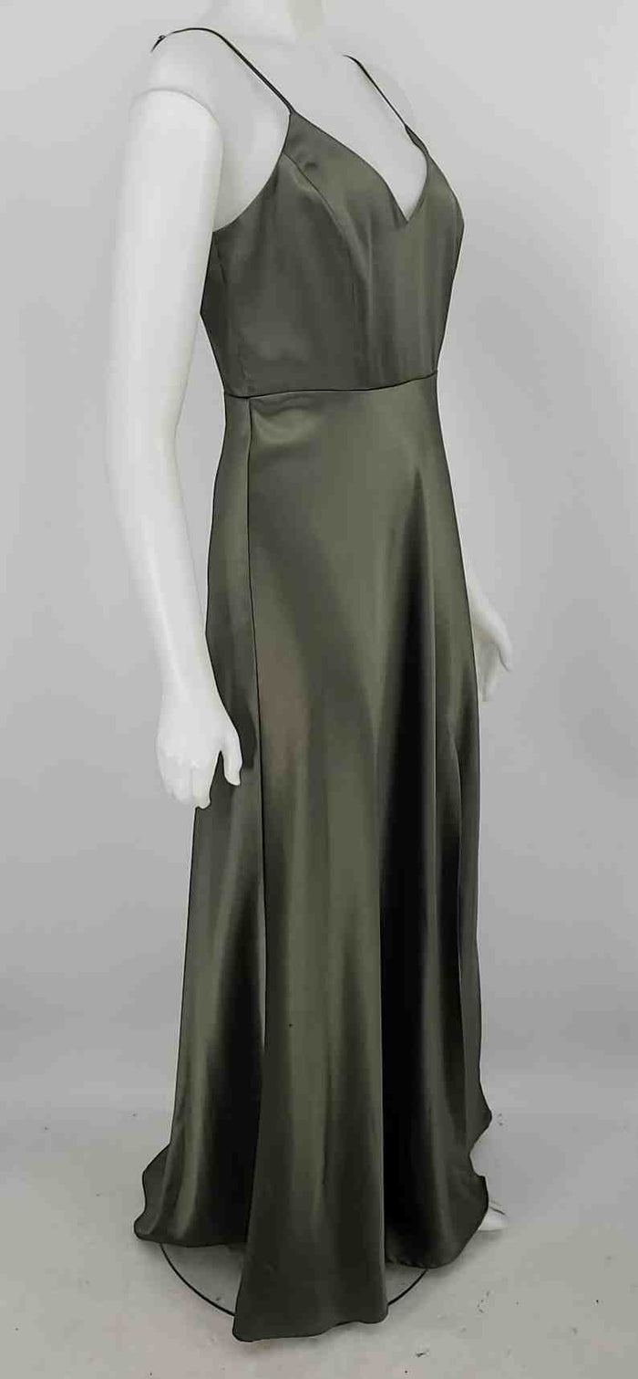 BIRDY GREY Green Satin Spaghetti strap Long Size SMALL (S) Dress