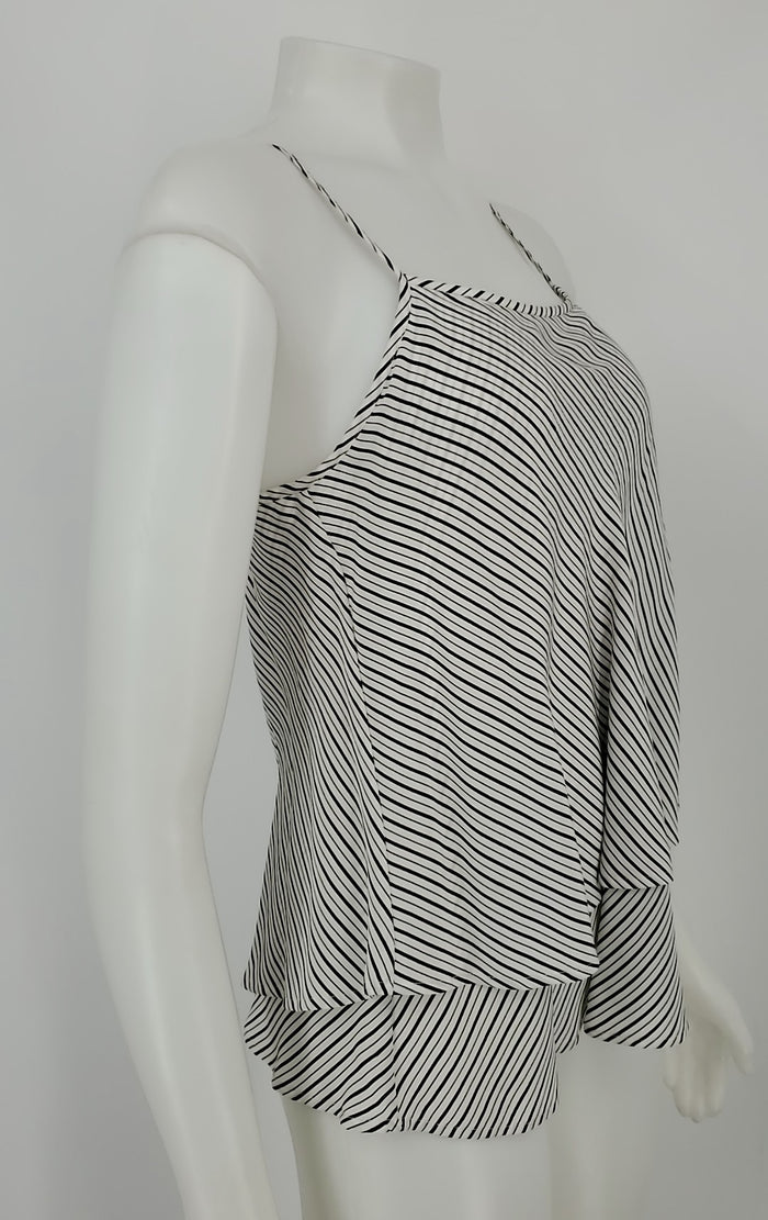 JOIE White Black Silk Striped Cami Size X-SMALL Top