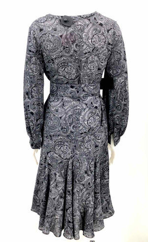 MICHAEL KORS Gray Black & White Silk Made in Italy w/belt Size 8  (M) Dress