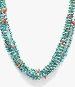 Turquoise Sterling Silver Native American 5 Strands ss Necklace