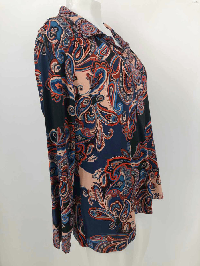 JOHNNY WAS Navy Red Multi Paisley Longsleeve Size LARGE  (L) Top