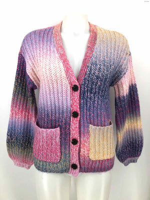 BB DAKOTA STEVE MADDEN Pink & Purple Blue Multi Woven Cardigan Sweater