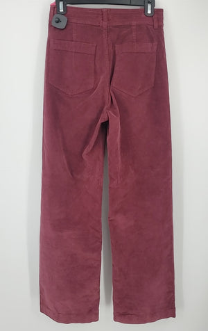 FAHERTY Burgundy Corduroy Ribbed Wide Leg Size 27 (S) Pants