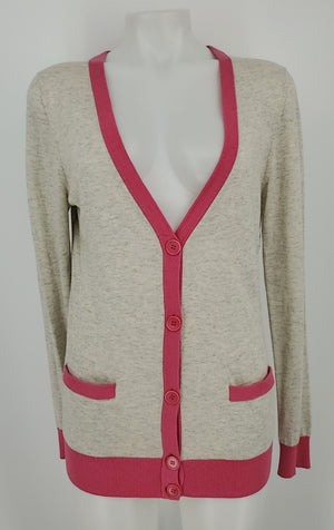 THEORY Gray Pink Cotton & Cashmere Cardigan Size LARGE  (L) Sweater