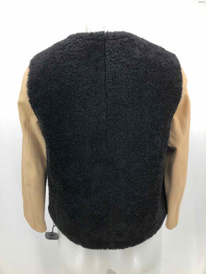 PHILLIP LIM Black Beige Leather & Fur Furry Bomber Women Size 2  (XS) Jacket