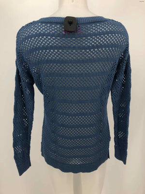 TRINA TURK Blue Crochet Longsleeve Size LARGE  (L) Sweater