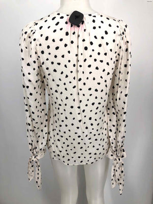 REBECCA TAYLOR White Gray Silk Blend Print Half Button Up Size 4  (S) Top