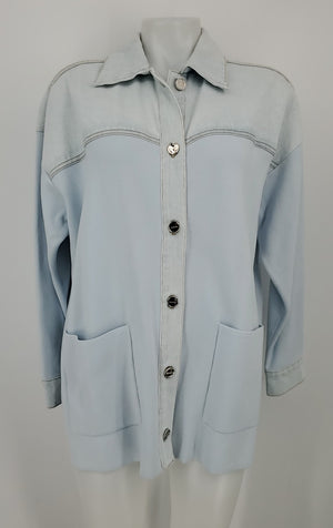 SANDRO Lt Blue Denim Button Up Women Size S/M (Med) Jacket