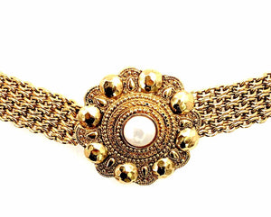 CHANEL Goldtone "Pearl" Vintage Chain Link Design 32" 1" Belt