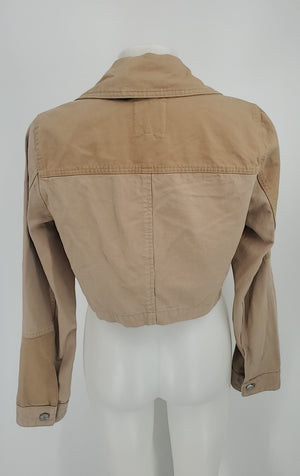 AVEC LES FILLES Tan Crop Longsleeve Women Size MEDIUM (M) Jacket