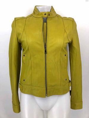 MERIDIAN Yellow Leather Moto Women Size X-SMALL Jacket