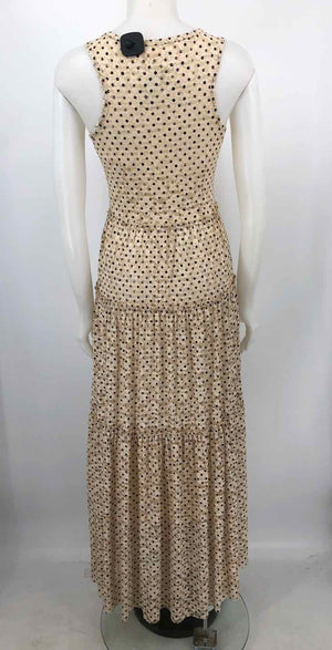 MEADOW RUE Beige Black Lace Dot Maxi Length Size SMALL (S) Dress