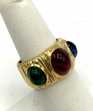 JOSEPH ESPOSITO Gold Red & Green Cabachon Vintage 14k Ring Sz 7