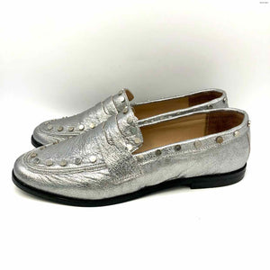 STEVEN by STEVE MADDEN Silver Leather Studded Loafer Shoe Size 10 Shoes