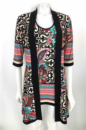 JOSEPH RIBKOFF Black & Blue Pink Multi Print Top & Wrap Size 10  (M) Top Set