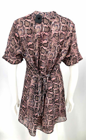 ALL SAINTS Pink Black Multi Reptile Print Short Sleeves Size 8  (M) Dress