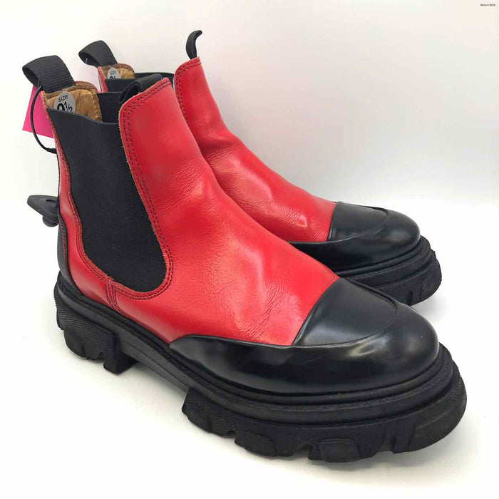 GANNI Red Black Ankle Boot Shoe Size 40 US: 9-1/2 Boots