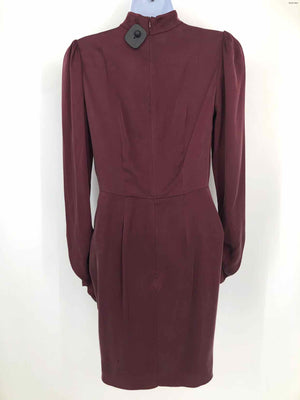 ZIMMERMANN Burgundy Silk Puff Sleeves Ruched Size 0  (XS) Dress