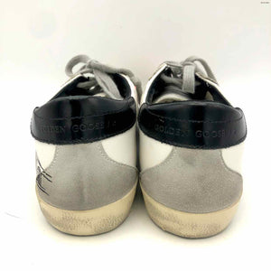 GOLDEN GOOSE White Black Leather Made in Italy Print Sneaker Shoes