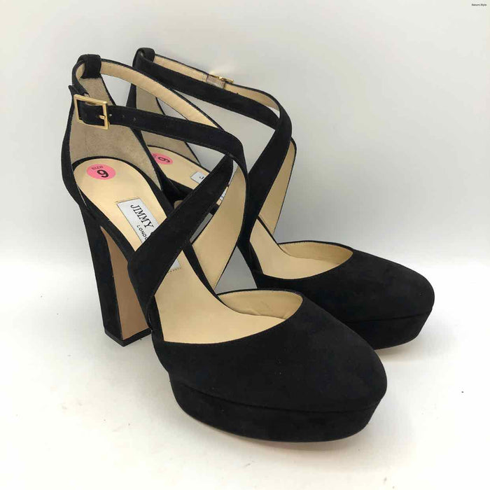 JIMMY CHOO Black Suede Italian Made Platform Heels Shoe Size 39.5 US: 9 Shoes