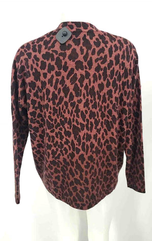 27 MILES MALIBU Brown Pink & Black Cashmere Animal Print Wrap Sweater