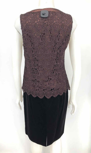 MILLY Chocolate Lace Velvet Top & Skirt Size 8  (M) Skirt Set