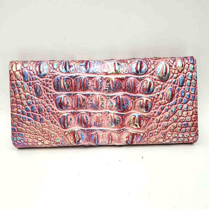 BRAHMIN Pink Multi-Color Leather Mock Croc Tri fold Wallet