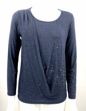 THE WRIGHTS Navy Bead Trim Longsleeve Size LARGE  (L) Top