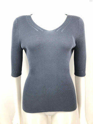 PERUVIAN CONNECTION Blue Gray Knit 3/4 Sleeve Size MEDIUM (M) Top