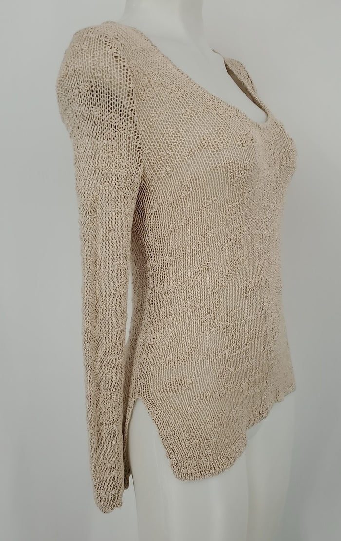 HELMUT LANG Beige Woven Longsleeve Size SMALL (S) Top