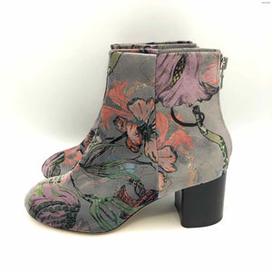 RAG & BONE Gray Multi-Color Velvet Made in Italy Floral 2.5" Chunky Heel Boots