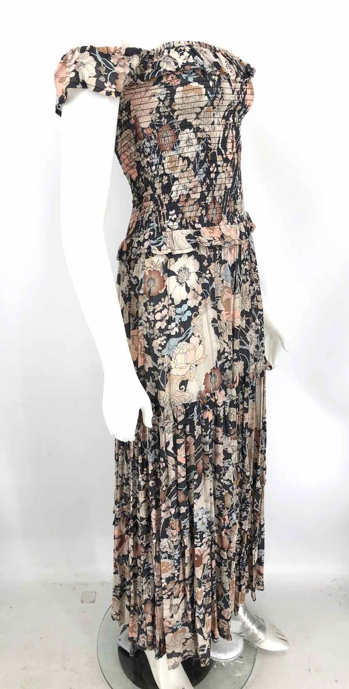 SPELL & THE GYPSY Gray Pink Multi Floral Print Maxi Length Size SMALL (S) Dress