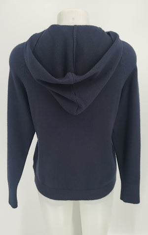 S. CHRISTINA Navy Cashmere Hoodie Pullover Size L/XL  (XL) Sweater