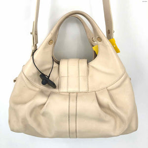 BVLGARI Cream Silver Leather Pre Loved Satchel Purse