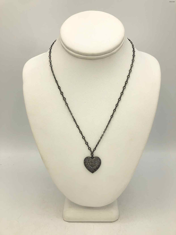 ATHENA DESIGNS Pewter Cubic Zircon Pave 19" Heart ss Necklace