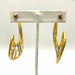 Goldtone Silvertone Crystal 3/4 Hoop Earrings