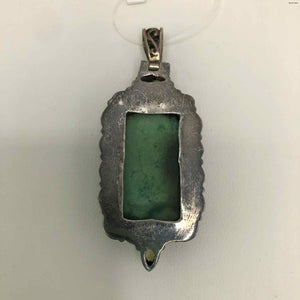 Green Sterling Silver Peridot Rectangle ss Pendant