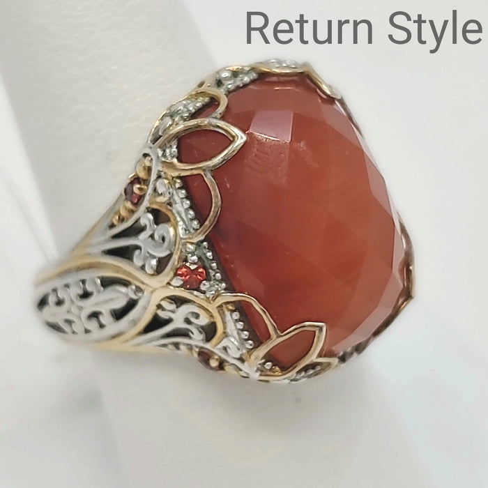 Gold Plated Sterling Silver carnelian SZ 8 Ring SS