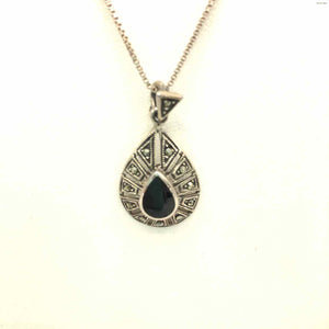 Black Sterling Silver Markasite Teardrop SS Necklace set