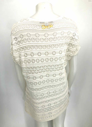 DVF - DIANE VON FURSTENBERG White Crochet Sheer Size MEDIUM (M) Top