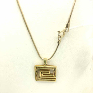 Goldtone Diamond Pre Loved Greek Key ss Necklace