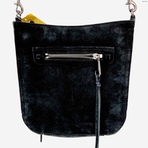 REBECCA MINKOFF Black Silver Suede Leather Crossbody Purse