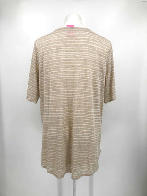 EILEEN FISHER Beige White Organic Linen Stripe Size X-LARGE Top