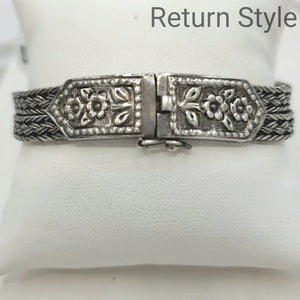 Sterling Silver Floral 7" ss Bracelet