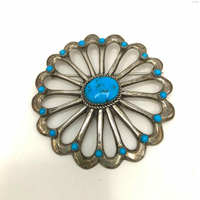 Sterling Silver Turquoise ss Brooch