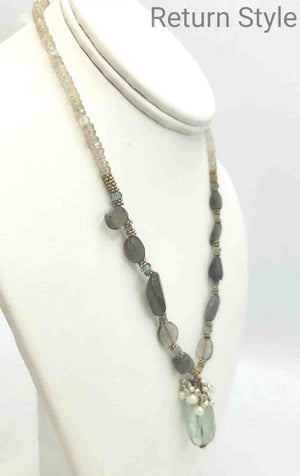 Goldtone Labradorite Pearl Beaded Necklace